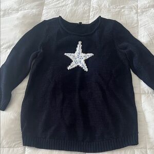 NWT Talbots Navy boatneck Sweater with Star Design; size Small